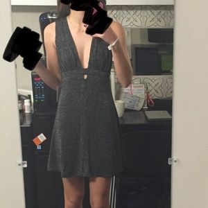 Sparkly Free People Cocktail Dress with Plunging Neckline (size XS)